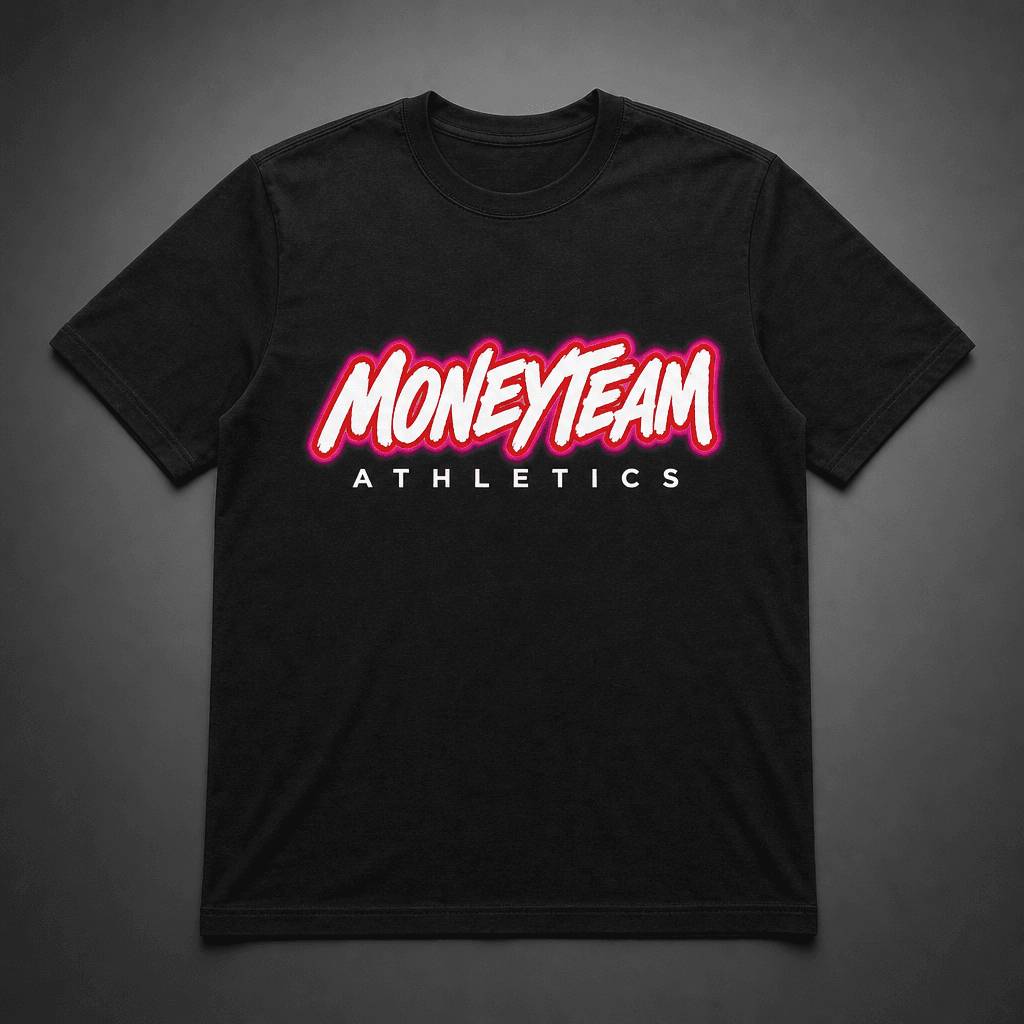 Black MoneyTeam Heritage Tee with large red OG MoneyTeam screen print on the chest